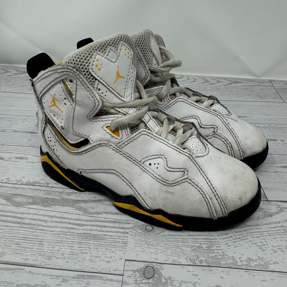 Kids Air Jordan 7 VII Retro White Yellow Black Basketball Shoes Sz 11C
